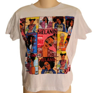 On Fire Melanin Queen Open Back Short Sleeve T-shirt Size Women's Small NEW